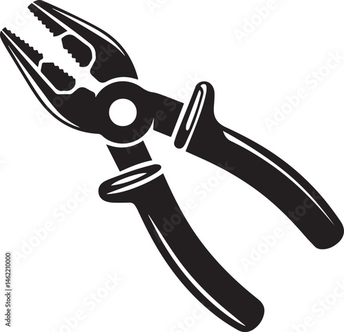 Pair of Pliers Silhouette Vector | Black Vector Art Illustration for Tool and Hardware