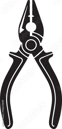 Pair of Pliers Silhouette Vector | Black Vector Art Illustration for Tool and Hardware