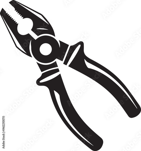 Pair of Pliers Silhouette Vector | Black Vector Art Illustration for Tool and Hardware