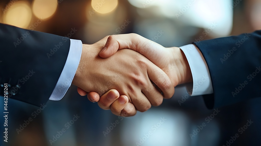 Meeting success. Two business persons shaking hands standing outside Meeting success. Two business persons shaking hands standing outside