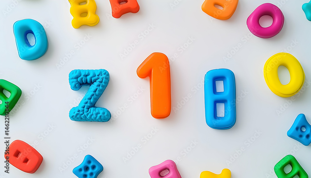 Naklejka premium Colorful number one and letter z educational image