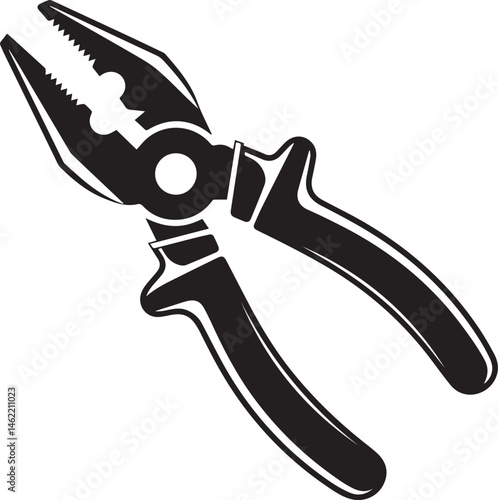Pair of Pliers Silhouette Vector | Black Vector Art Illustration for Tool and Hardware