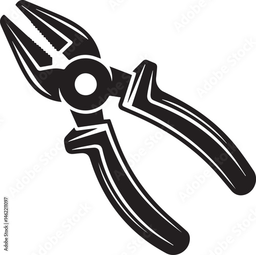 Pair of Pliers Silhouette Vector | Black Vector Art Illustration for Tool and Hardware