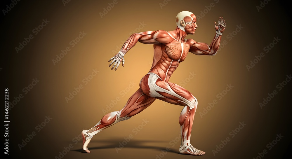 Obraz premium Human Body Anatomy Running Muscles Illustration