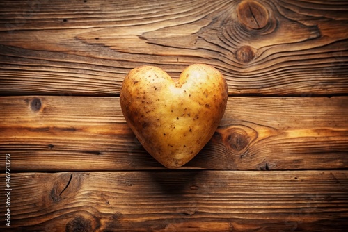 Heart-Shaped Potato on Wooden Background - Isolated Food Photography