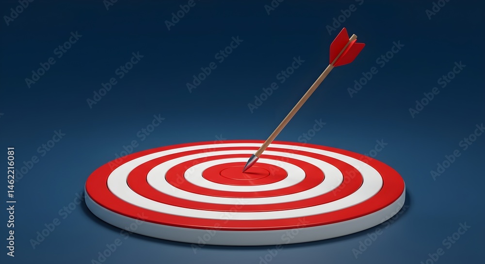Red arrow hitting the bullseye of a target.