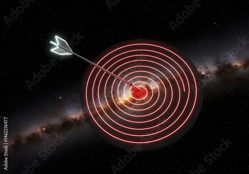 Obraz na płótnie Arrow hitting the center of a target in space. w salonie