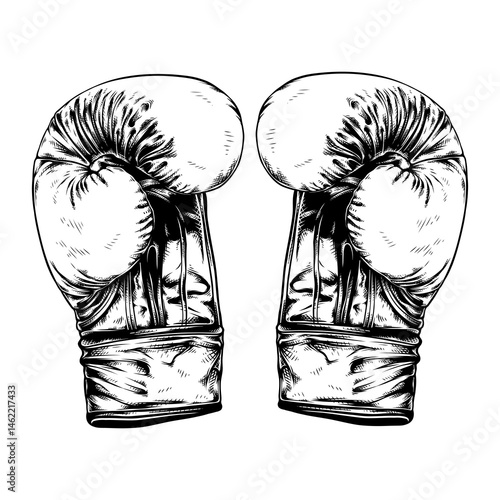 boxing gloves vector with hand drawn illustration line art