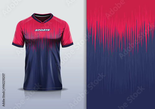 T-shirt mockup abstract texture grunge texture sport jersey design for football, soccer, racing, esports, running, red blue color