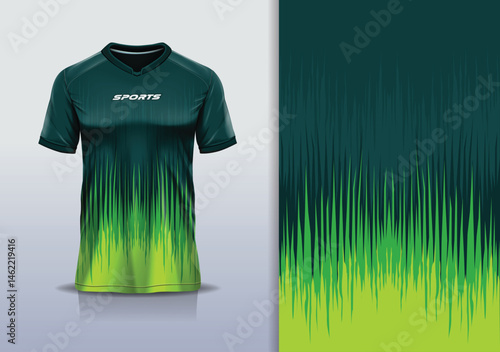 T-shirt mockup abstract texture grunge texture sport jersey design for football, soccer, racing, esports, running, green color