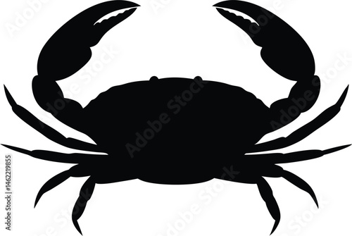 Crab silhouette vector, Sea crab icon, Crab black silhouette