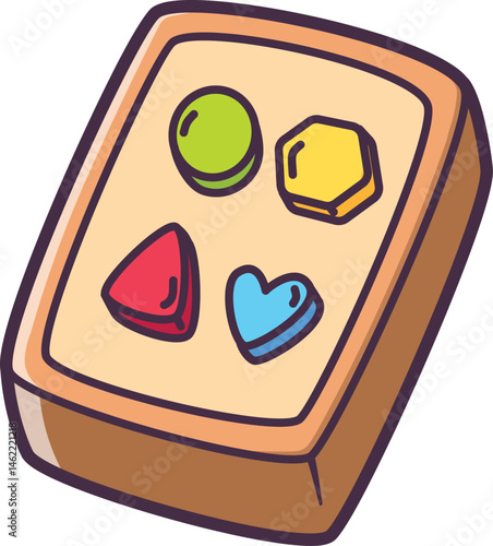 Shape sorting educational toy for toddlers Vector Illustration Icon. Flat Cartoon Style