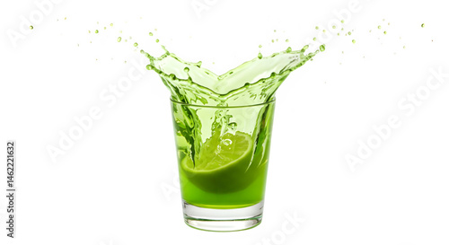 Obraz na płótnie Refreshing lime juice splash in a glass. w salonie