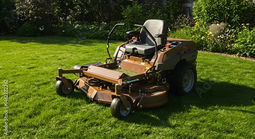 Lawn Mower on Green Grass