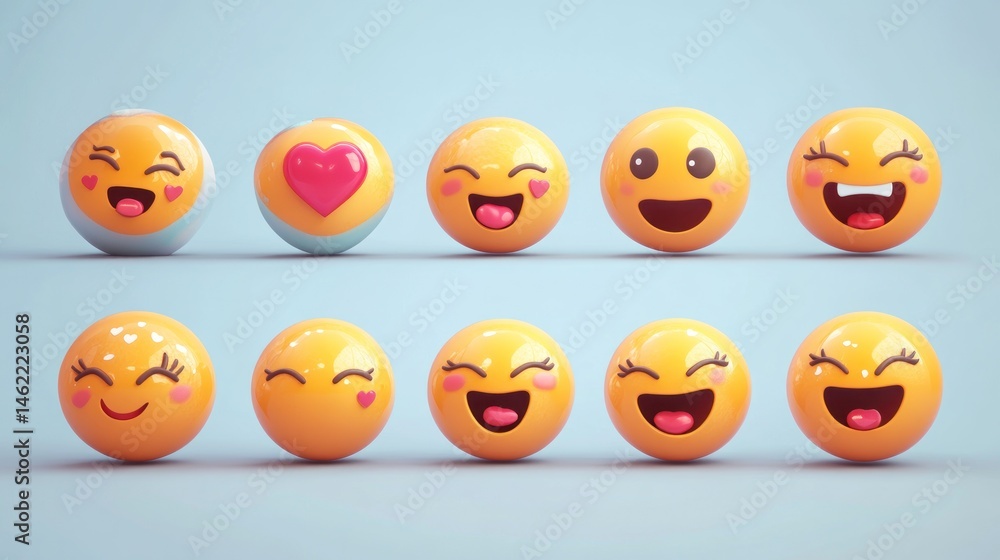 Fototapeta premium Cute Emojis in a Row