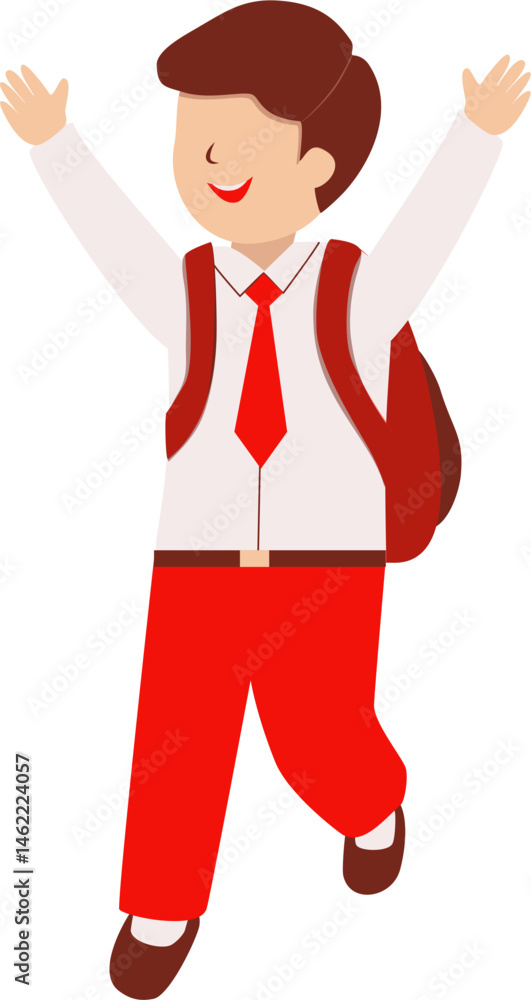 Happy Schoolboy with Backpack, Vector Illustration Happy Schoolboy with Backpack, Vector Illustration