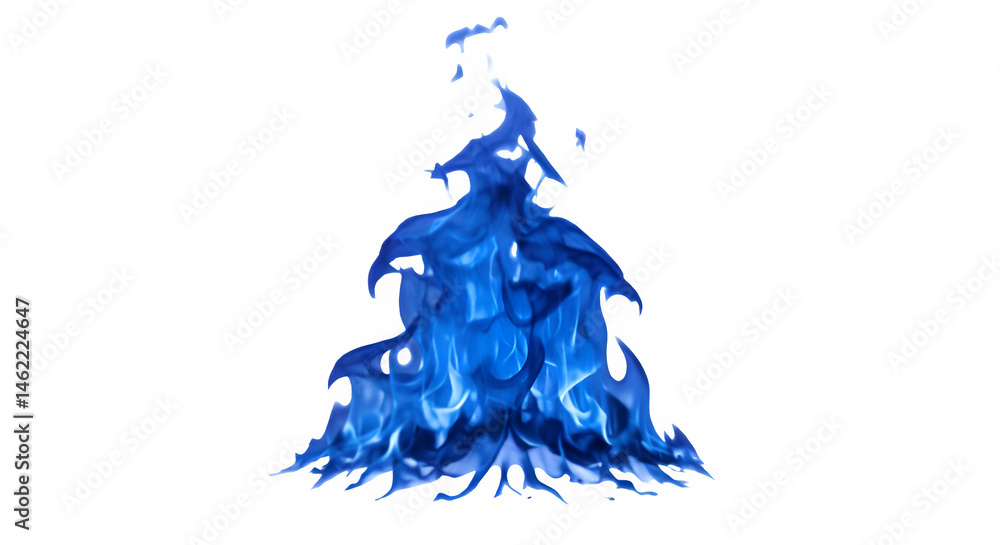 Fiery blue flames dance in the dark, creating a mesmerizing spectacle.