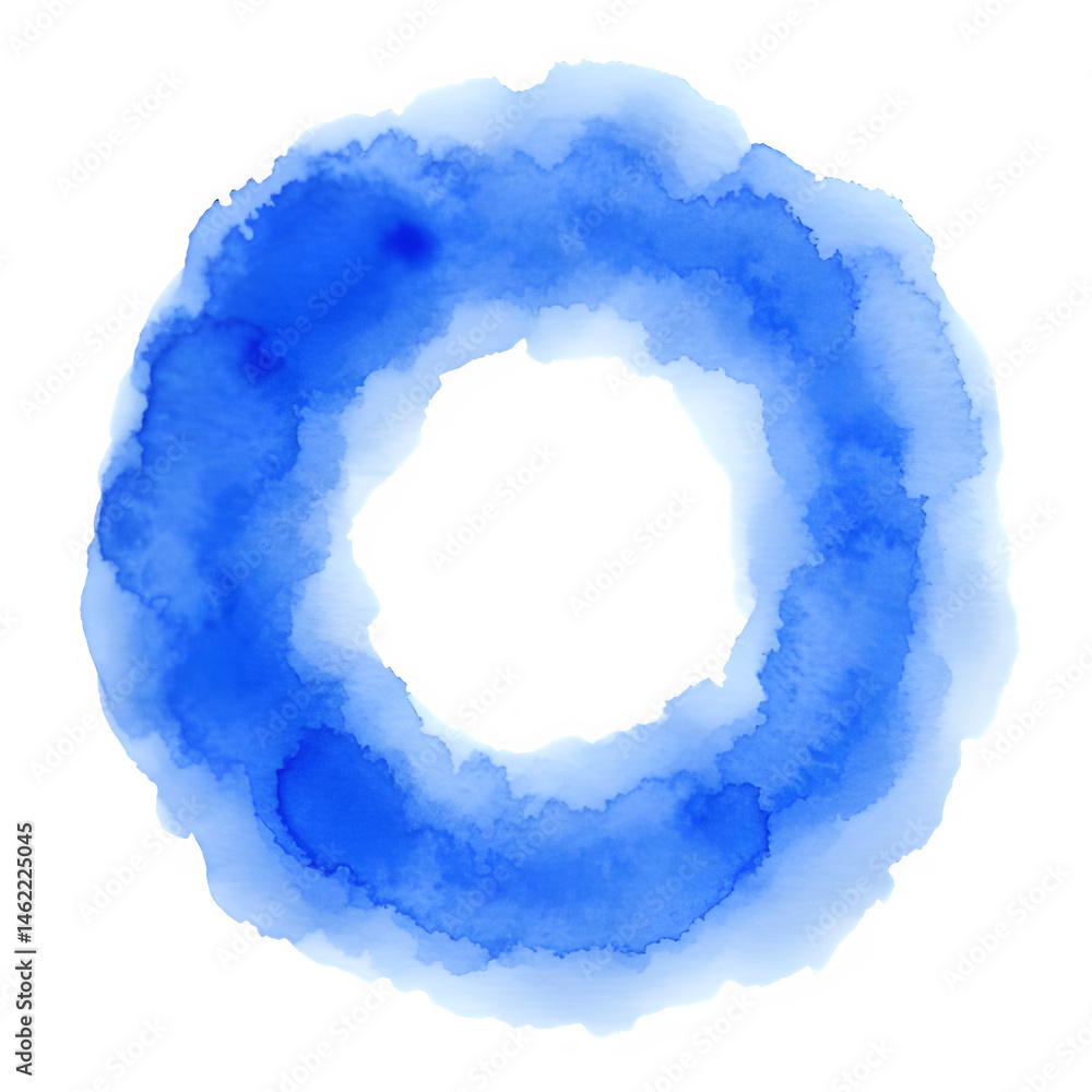 Abstract watercolor ring in shades of blue. Perfect for design projects.