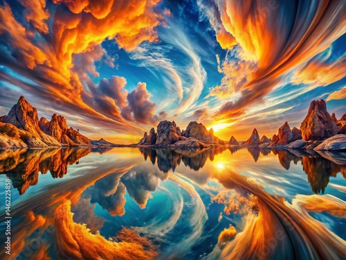 Kaleidoscopic Landscape: Blue and Orange Symphony - Stunning Nature Photography