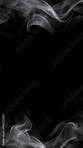 abstract black background with white smoke