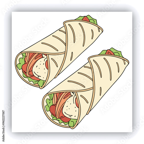 Baked vegetables and pieces of pita bread in metal brazier. Fried eggplant, potatoes, peppers, tomatoes in pan. Vegetarian dish. View from above. Wooden background. Copy space