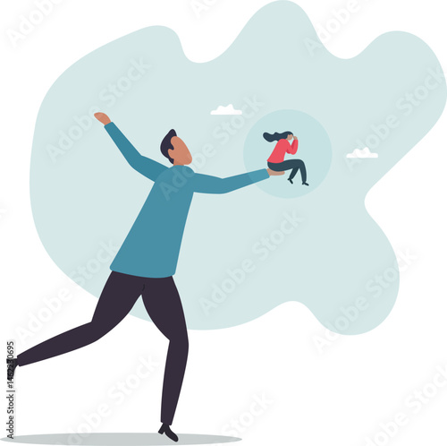Mental health treatment, care and understanding about depression illness or psychotherapy to protect mental illness.character for design.