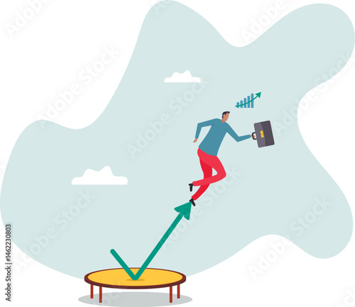 Stock market rebound, overcome business down fall and grow up profit or leadership and achievement.character for design.