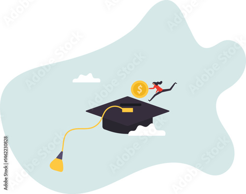 Education fund for college, saving for school or university tuition fee, study cost or training expense.character for design.