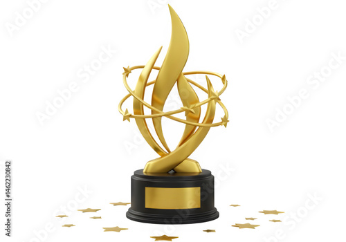 Golden award trophy with stars.  Achievement, success concept.