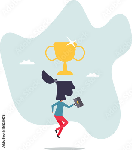 Success mindset, positive attitude to succeed, motivation or optimistic for self development,character for design.