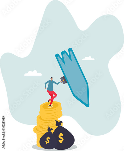 Wealth protection, investment asset allocation portfolio in volatility market or saving guard in financial and economic crisis,character for design.