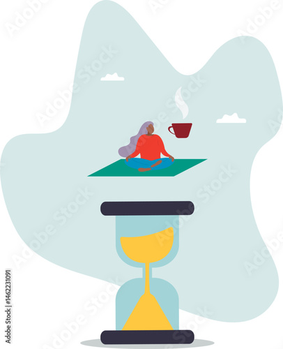 Принти на полотні Patience time, practice to concentrate and wait for success, being professional calm and mindfulness thinking,character for design