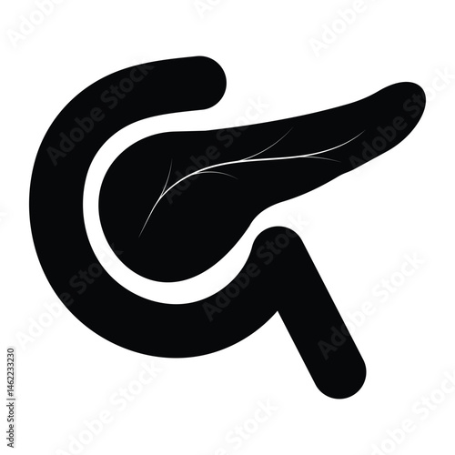 Pancreas vector, icon. Pancreas icon silhouette symbol website graphic design. Simple human organs single pancreas sign style isolated on white background. Organs symbol vector illustration.