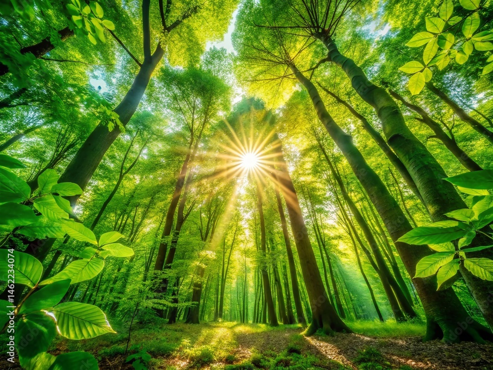 Obraz premium Lush Green Forest, Deep Focus, Enchanting Nature Photography