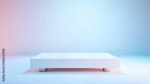Empty white platform, minimal, product display, studio backdrop
