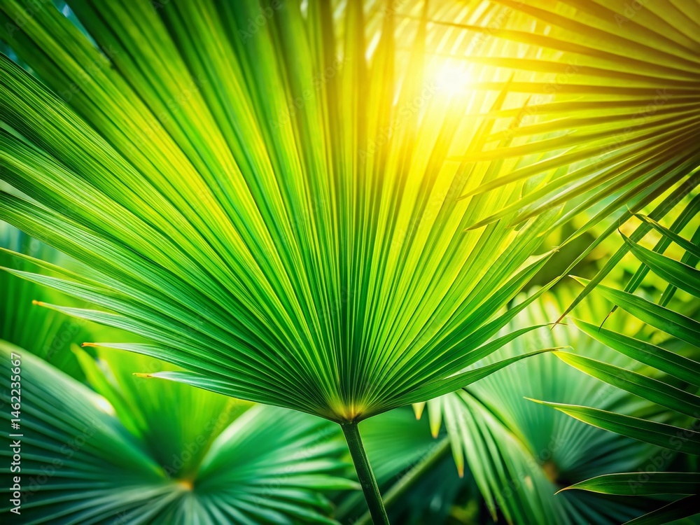 Obraz premium Lush Tropical Palm Leaves Background - Vibrant Green Foliage Texture