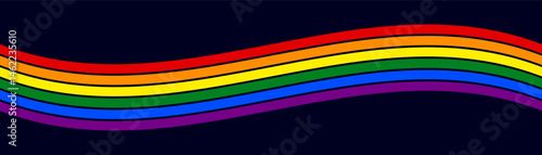 LGBT Pride Flag Rainbow Wave on Dark Background. Vector illustration for pride month