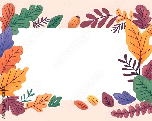 Autumnal leaves frame a blank space for text or images