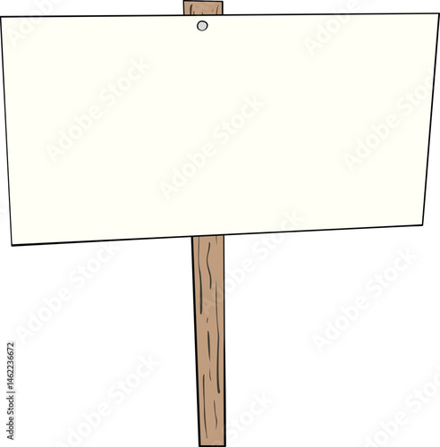 Cartoon blank placard illustration. Empty copy space on stick sign for your project.