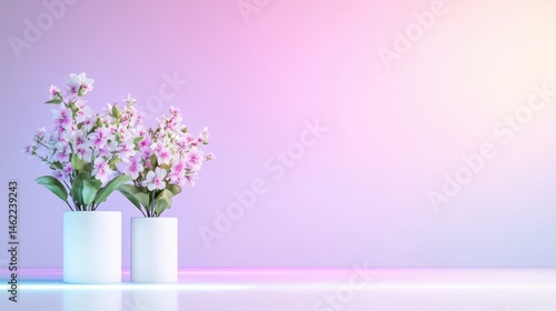 Wallpaper Mural Two potted orchids in minimalist aesthetic Torontodigital.ca