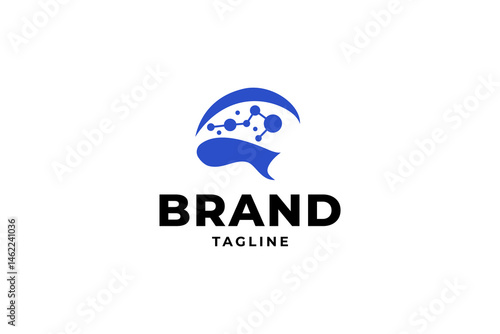 Abstract brain logo with interconnected neurons, symbolizing artificial intelligence, neuroscience, cognitive technology. Perfect for AI, healthcare, psychology, data analysis. Vector logo concept.