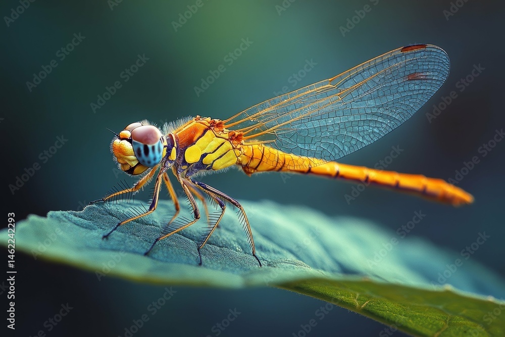 Vibrant Dragonfly on a Leaf Vibrant Dragonfly on a Leaf