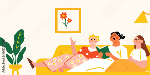 Three friends relaxing on t...
