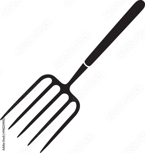 Pitchfork Tool in Silhouette Vector | Black Vector Art Illustration for Farming Designs