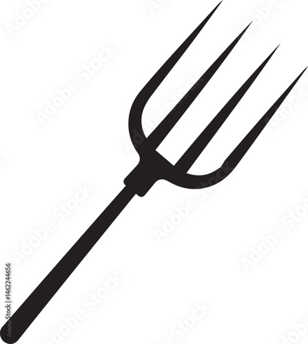 Pitchfork Tool in Silhouette Vector | Black Vector Art Illustration for Farming Designs