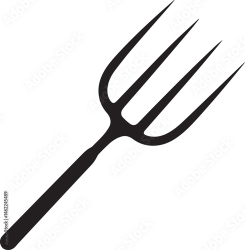 Pitchfork Tool in Silhouette Vector | Black Vector Art Illustration for Farming Designs