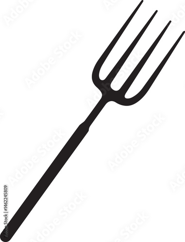 Pitchfork Tool in Silhouette Vector | Black Vector Art Illustration for Farming Designs