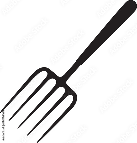 Pitchfork Tool in Silhouette Vector | Black Vector Art Illustration for Farming Designs
