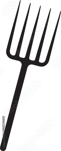 Pitchfork Tool in Silhouette Vector | Black Vector Art Illustration for Farming Designs