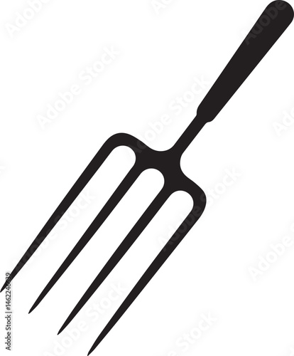 Pitchfork Tool in Silhouette Vector | Black Vector Art Illustration for Farming Designs